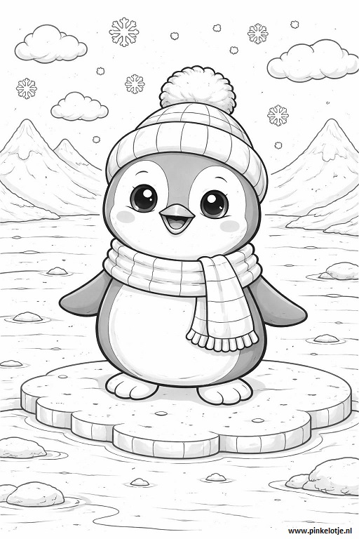 Kleurplaat Pinguïn